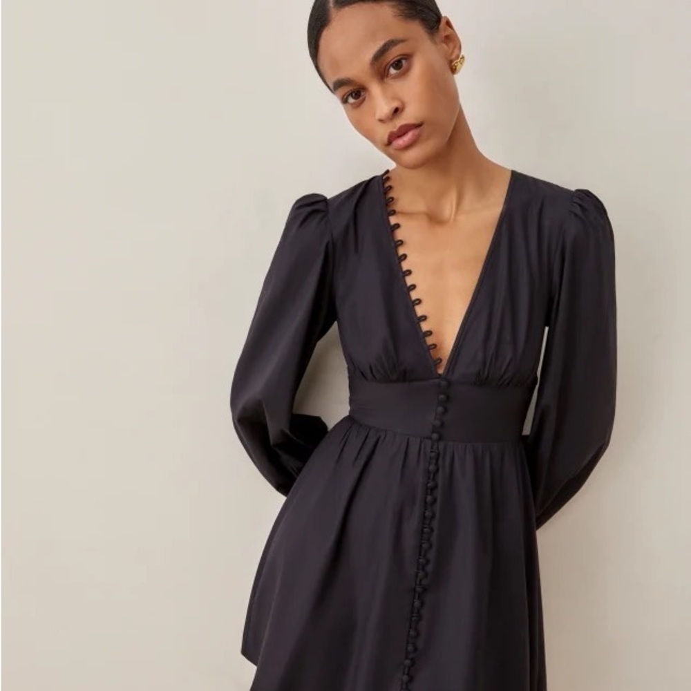 Reformation Caitie Dress - Size 8 - Black